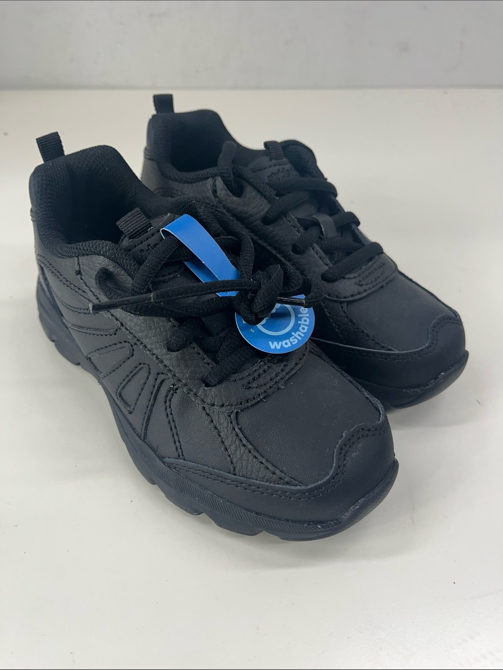 NWT Stride Rite Cooper 2.0 Black Leather Lace Up Sneakers Size 12